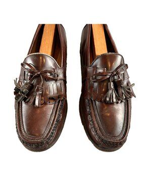 Mens 9M Shoes Burgundy Tassel Loafers Dress Leather Slip On Johnston & Murphy